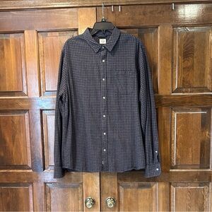 Marine Layer Mens Grey Windowpane Flannel Button Down Shirt Medium 100% Cotton